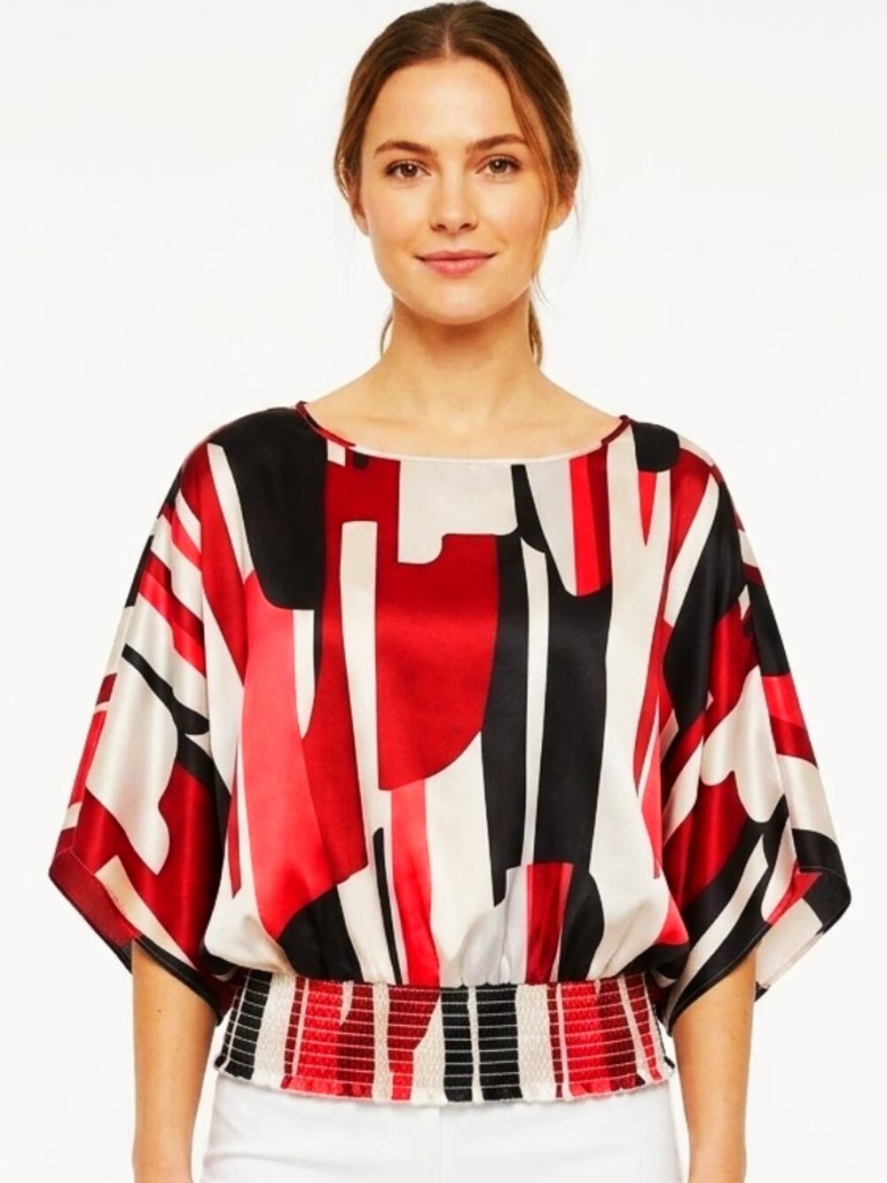 Cleo Dolman Sleeve Loose Fit Satin Pull On Top- Sz. Sm.